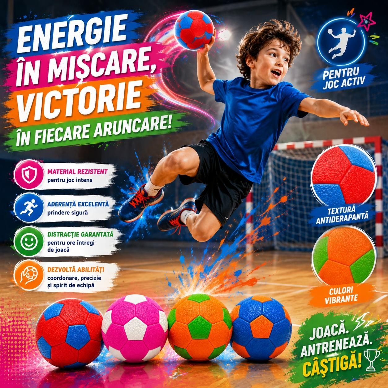 Minge de Handbal Nr,2 pentru Copii și Adulți – Culori Diverse, Antiderapantă, Model Aleatoriu 2