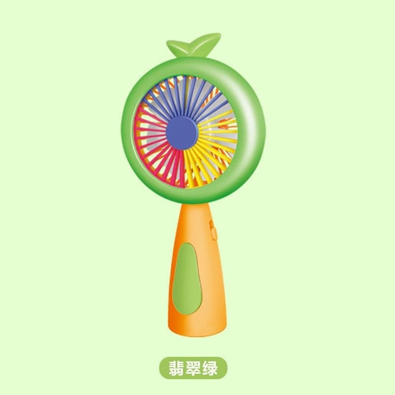 Mini ventilator portabil pentru copii, reincarcabil USB, 3 viteze, model ananas, portocaliu cu verde