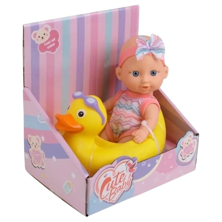 Păpușă Bebelus cu colac de baie, plastic, funcție interactivă, 18,5 cm 3