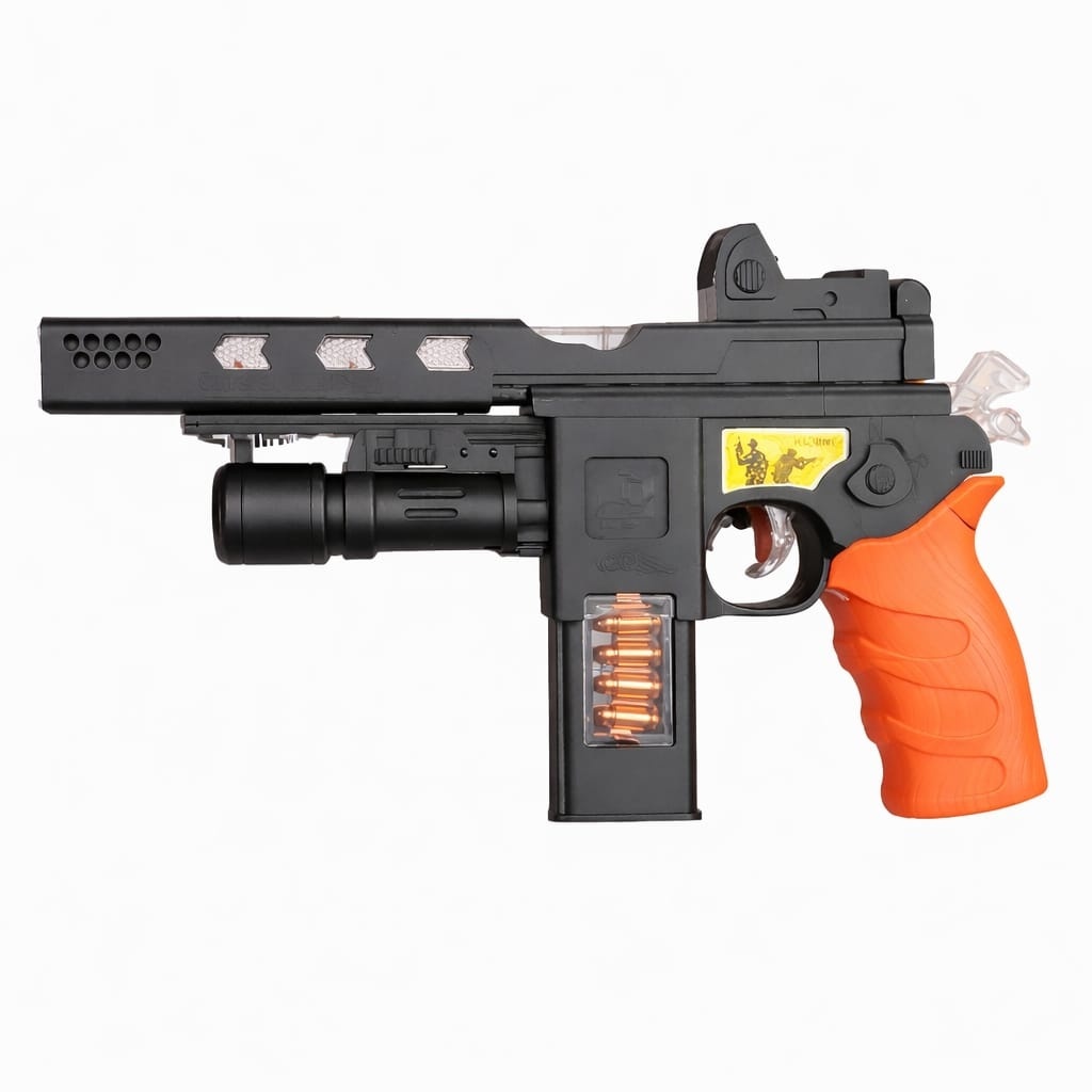 Pistol cu sunete și lumini Fittlewar JQ6805 din plastic pentru copii, 27.5 x 6 x 16.8 cm. 2