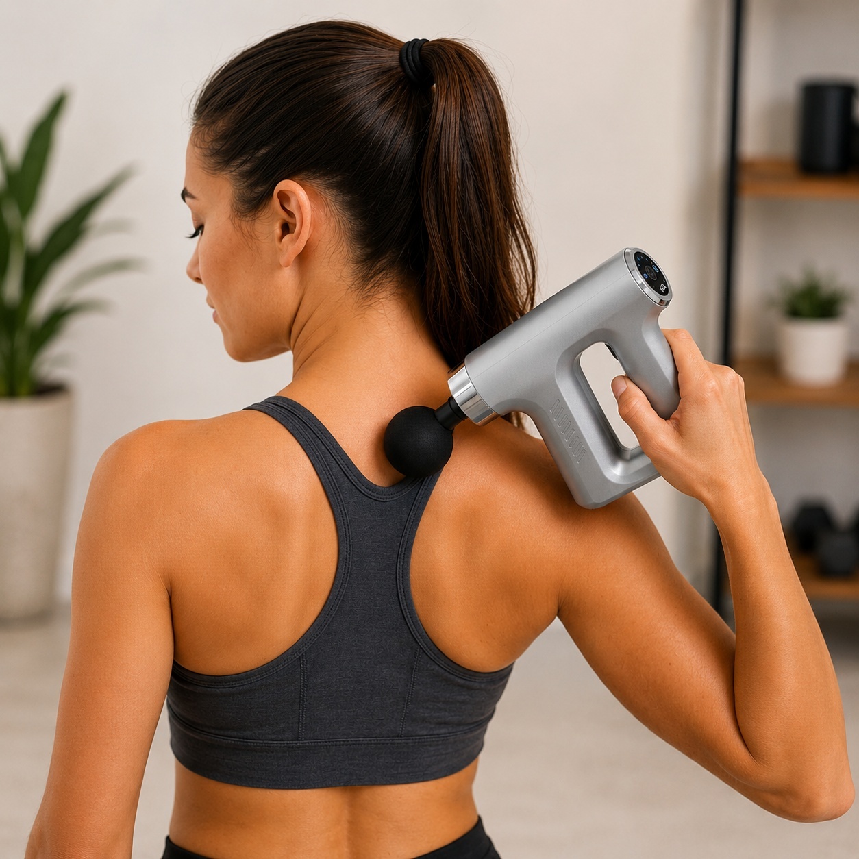 Pistol de Masaj pentru Relaxarea Musculaturii, Gri, Material Plastic, Portabil 2