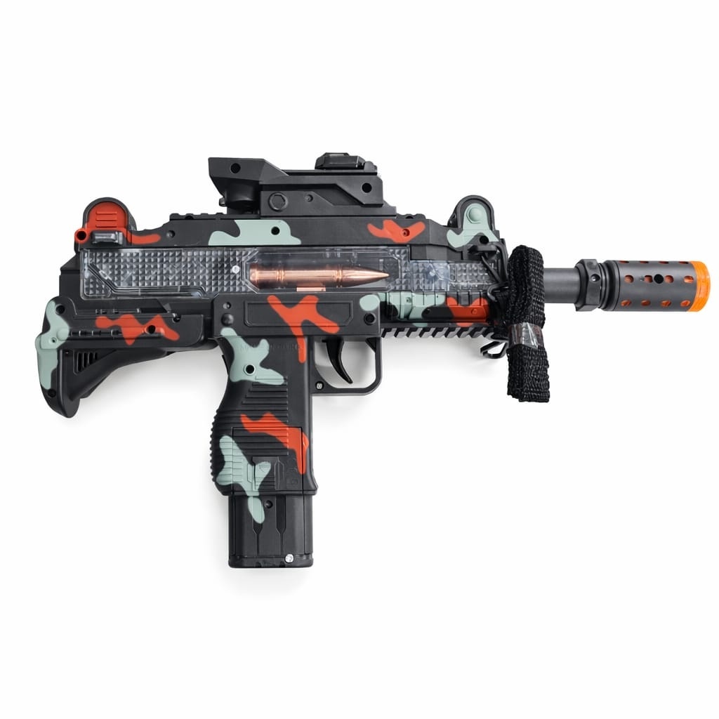 Pistol mitraliera de jucarie cu lumini si sunete, design camuflaj copii 2