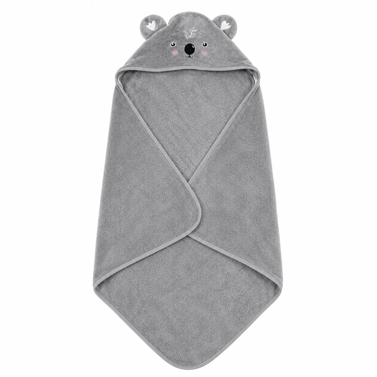 Prosop cu Glugă pentru Copii și Bebeluși Gri – Model Koala, Moale și Absorbant