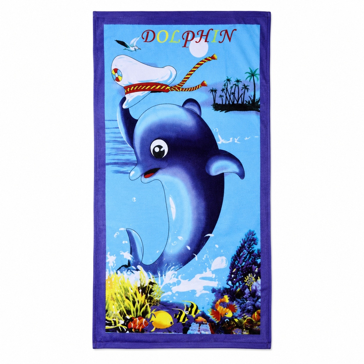 Prosop de Plajă Delfin 70x140 cm – Microfibră Premium cu Delfin și Design Tropical 2