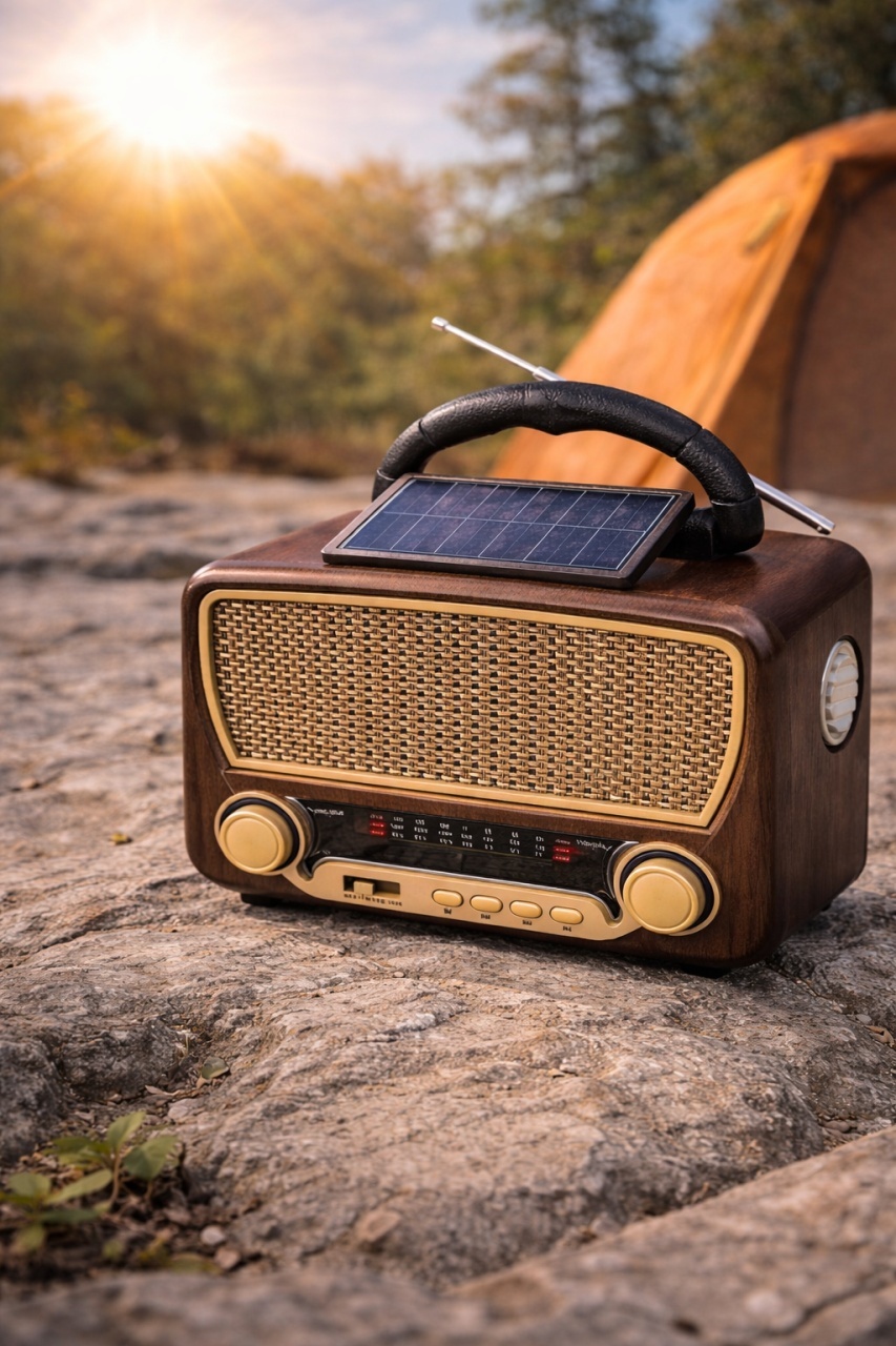 Radio portabil retro cu panou solar, Bluetooth, USB, FM/AM, acumulator reincarcabil 2