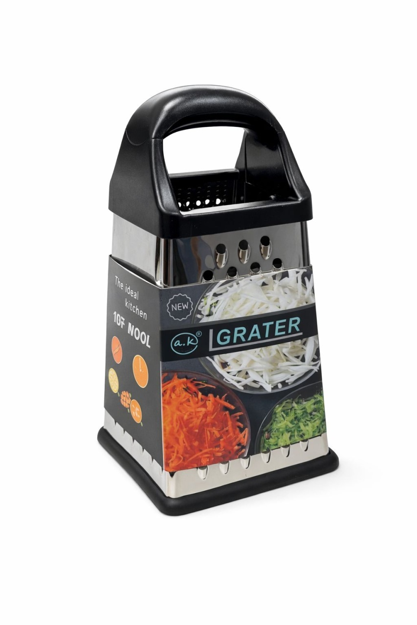 Razatoare bucatarie inox cu 4 fete 25x12.5 cm, recipient gradat 500 ml cu capac, set multifunctional