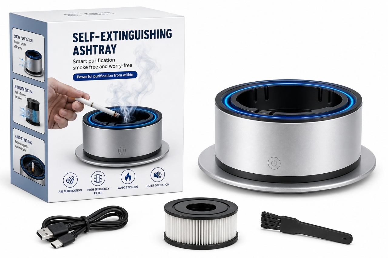 Scrumiera electrica cu purificator de aer si filtru pentru fum, sistem auto stingere tigari 4