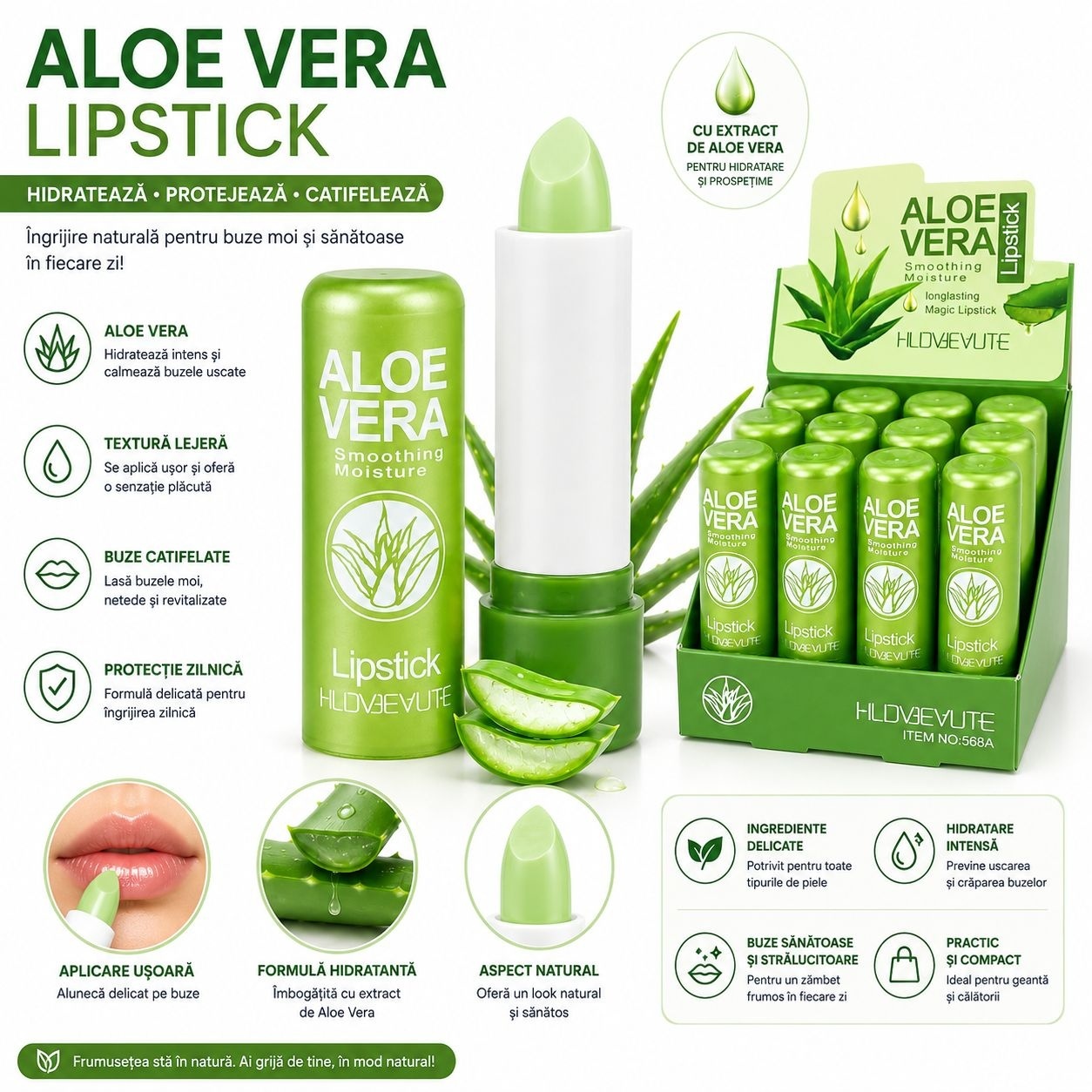 Set 12 Balsam de Buze cu Aloe Vera – Hidratare Intensă, Protecție și Catifelare 3