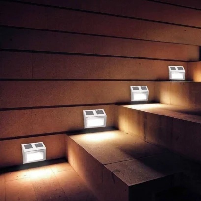 Set 2 lumini solare LED pentru trepte Solterix, metalic, argintiu 2