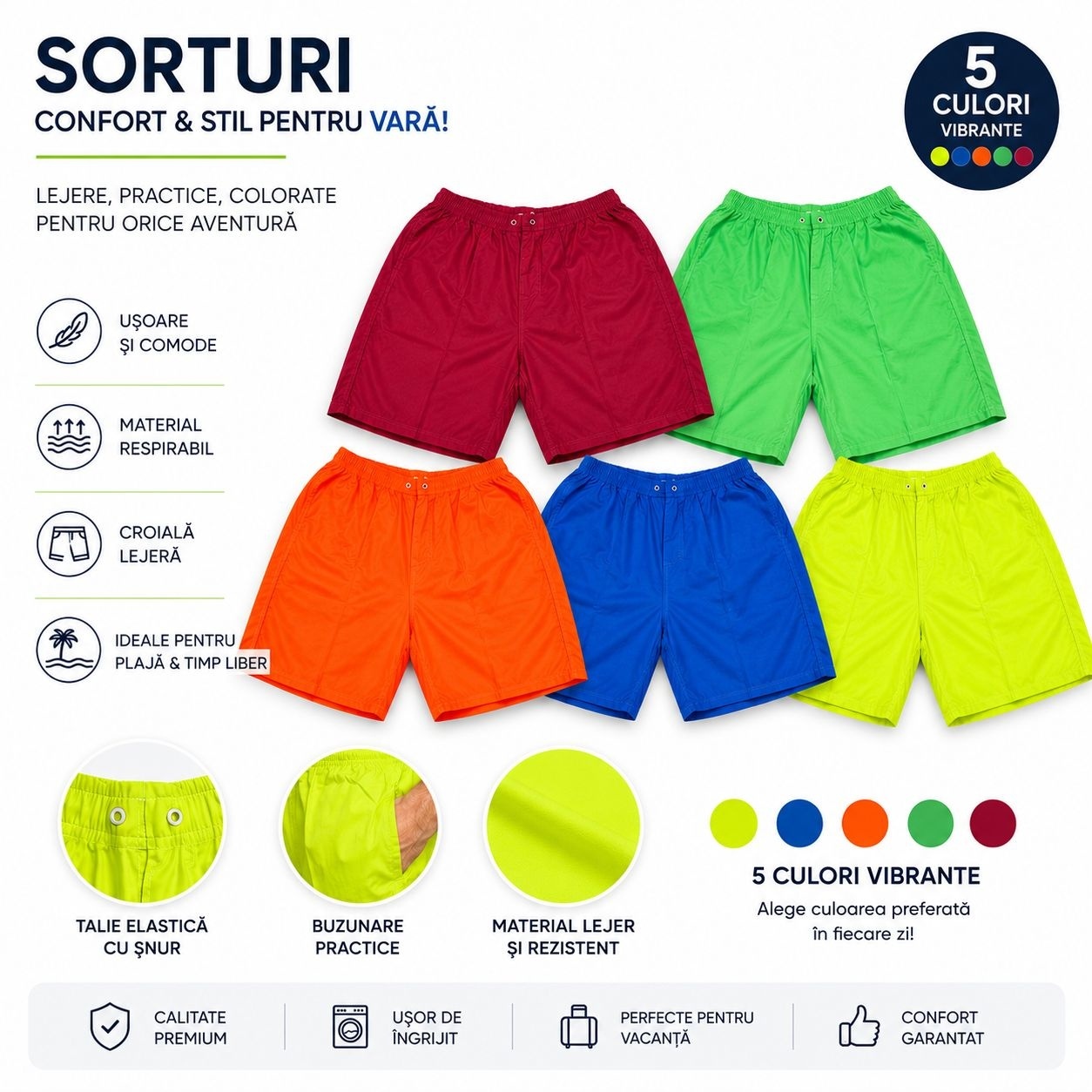 Set 25 Sorturi de Baie Bărbați – Culori Diferite, Material Respirabil 2