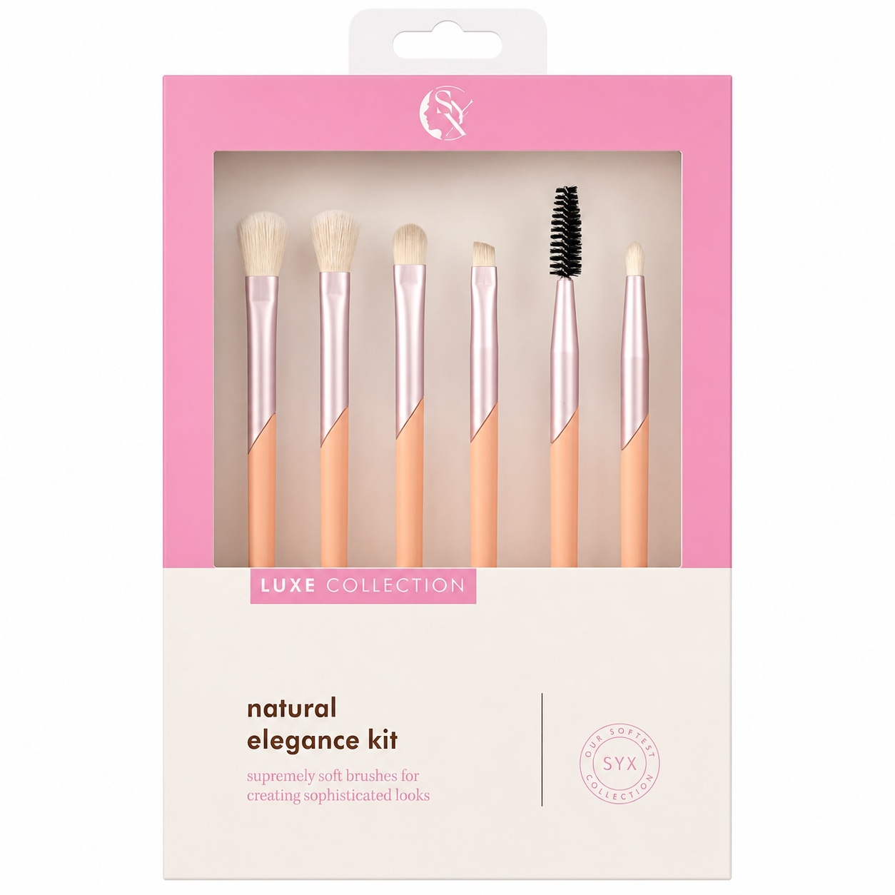Set de 6 Pensule Profesionale Machiaj Luxe Collection Roz – Peri Ultra-Moi și Design Elegant