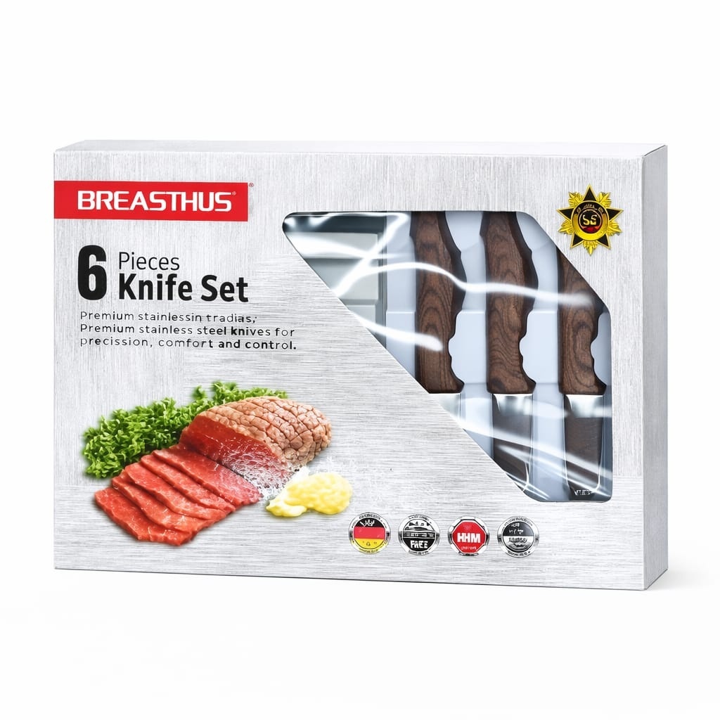 Set de cuțite de bucătărie din oțel inoxidabil Erasthos, 6 piese, mâner ergonomic