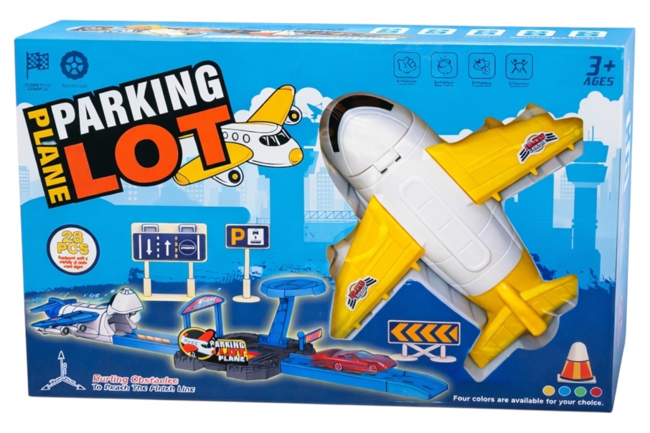 Set de joacă pentru copii cu avion, pistă de parcare și 28 de accesorii incluse, din plastic durabil, 32x20,5x5,5 cm 2