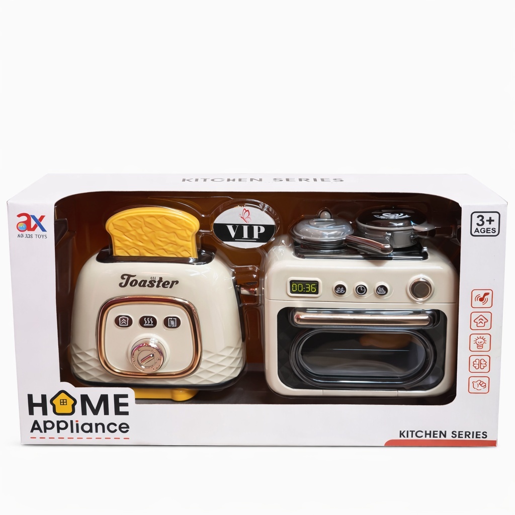 Set Jucărie Interactivă Toaster și Aragaz cu Cuptor și Accesorii pentru Copii, Plastic, 36x19x9 cm 2