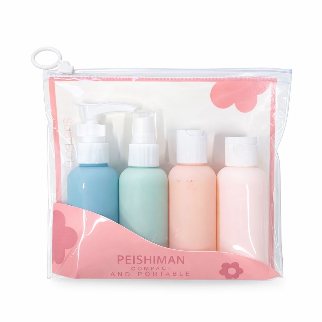 Set recipiente cosmetice de călătorie, 4 bucăți, culori pastelate 2