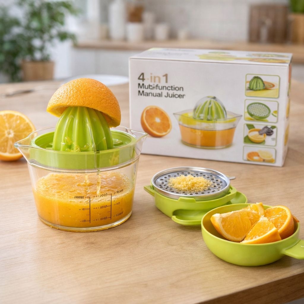 Storcător manual de citrice, 4 în 1, din plastic, pentru bucătărie, verde 4
