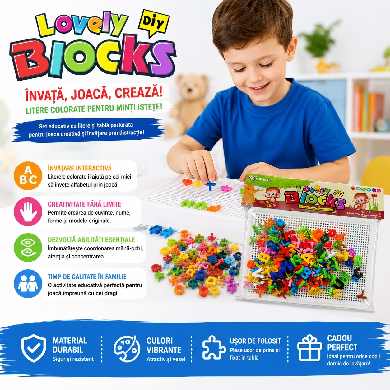 Tabla Alba Educativă cu Litere pentru Copii – Joc Creativ de Învățare 2