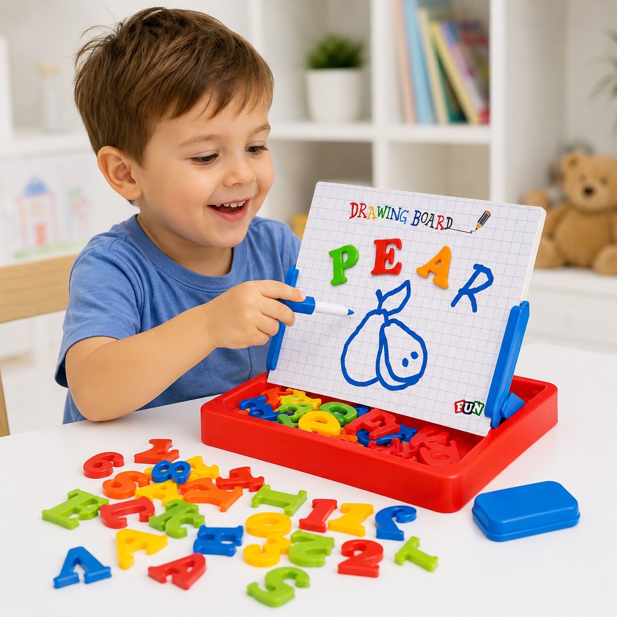 Tabla Magnetica Educativa pentru Copii cu Litere si Marker, 24 x 22 cm, 2 in 1 3