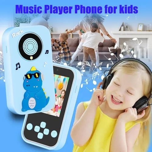 Telefon copii model dinozaur albastru cu camera jocuri muzica si ecran color 2