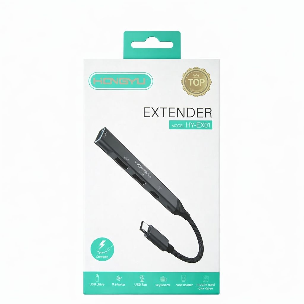 Adaptor hub Hongyu HY-EX01 USB-C Extender cu porturi USB și încărcare Type-C