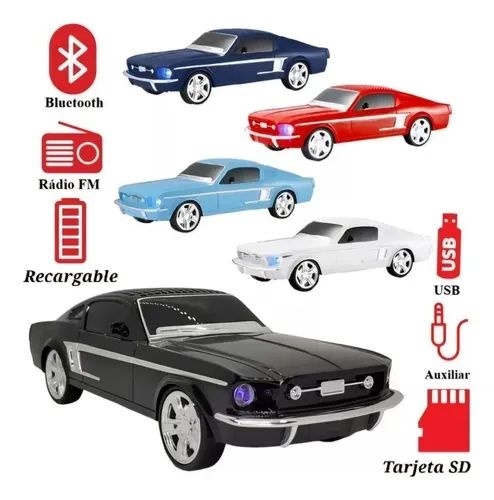 Boxa portabila Bluetooth in forma de masina clasica albastru inchis cu radio FM USB SD AUX 4