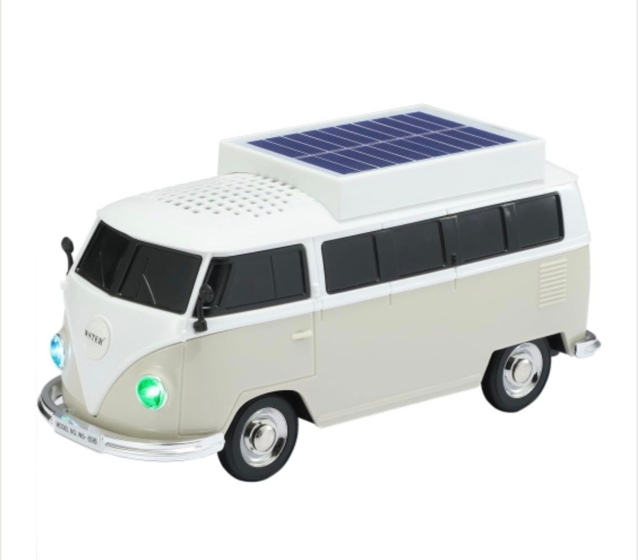 Boxă portabilă Bluetooth WSTER în formă de microbuz retro, cu încărcare solară, gri 5