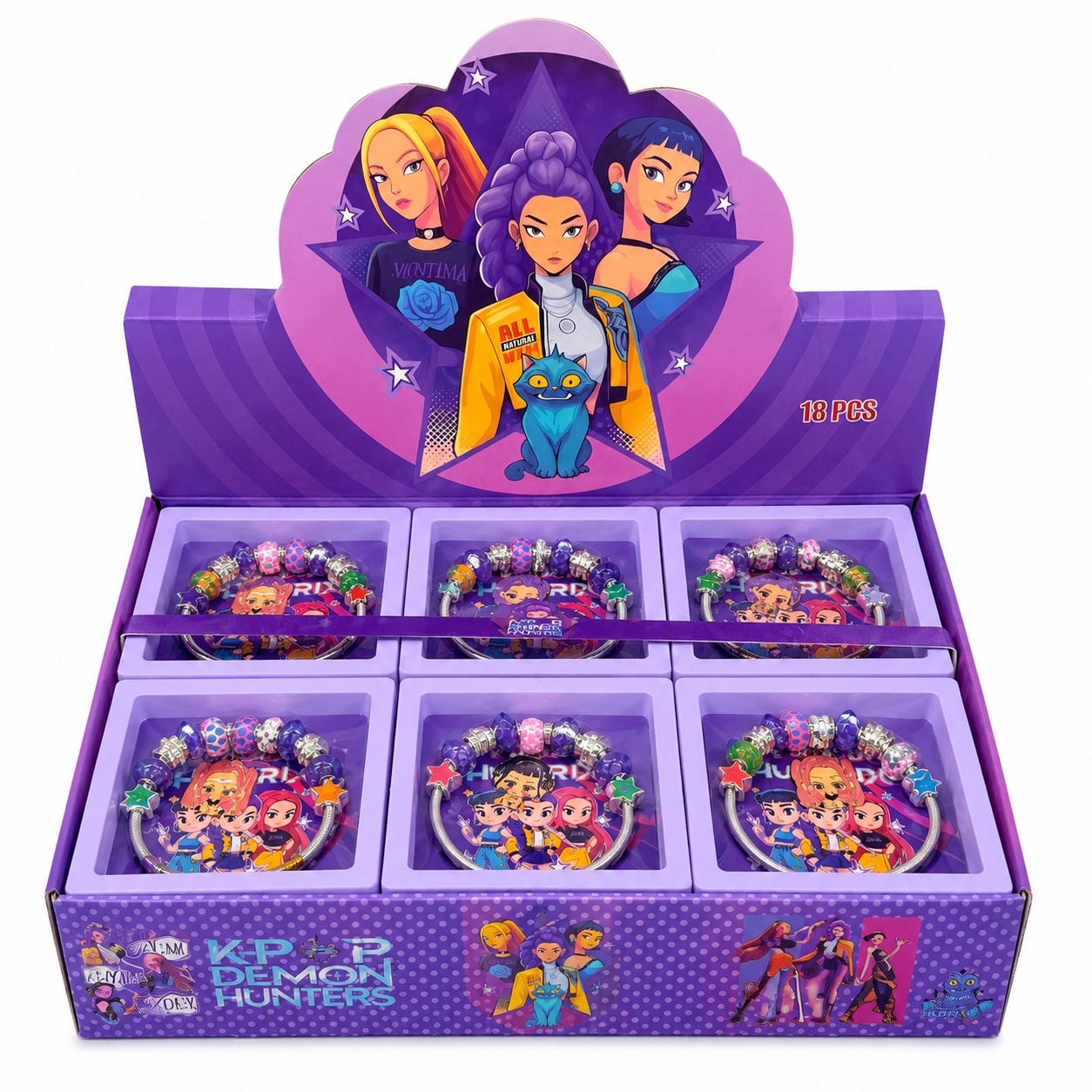 Bratara Fashion pentru Fete, Model Demon Hunters, cu Margele Colorate si Charm Decorativ 2