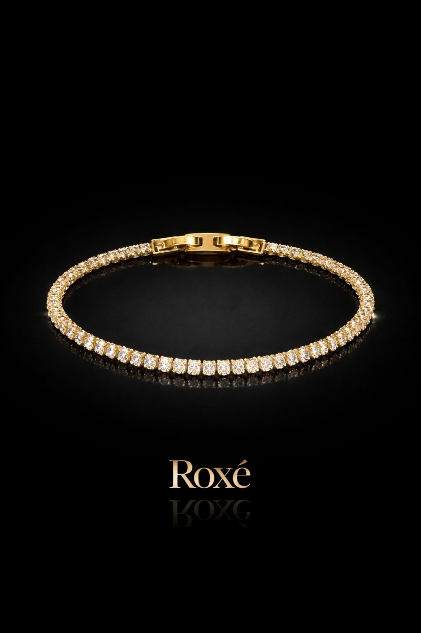 Brățară Roxé Aurie cu Cristale Fine – Strălucire Elegantă, 17.5 cm 2
