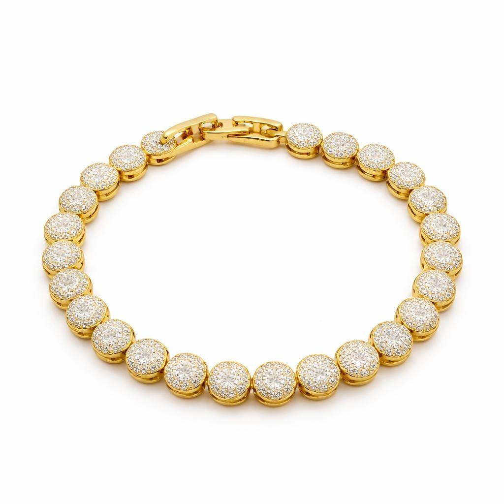 Bratara ROXE aurie cu cristale stralucitoare, design elegant circular, 19 cm 2