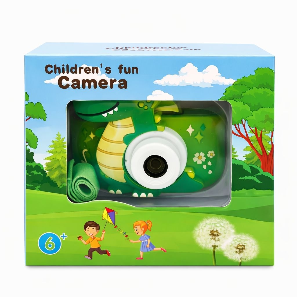 Camera foto digitala pentru copii, model dinozaur verde 3