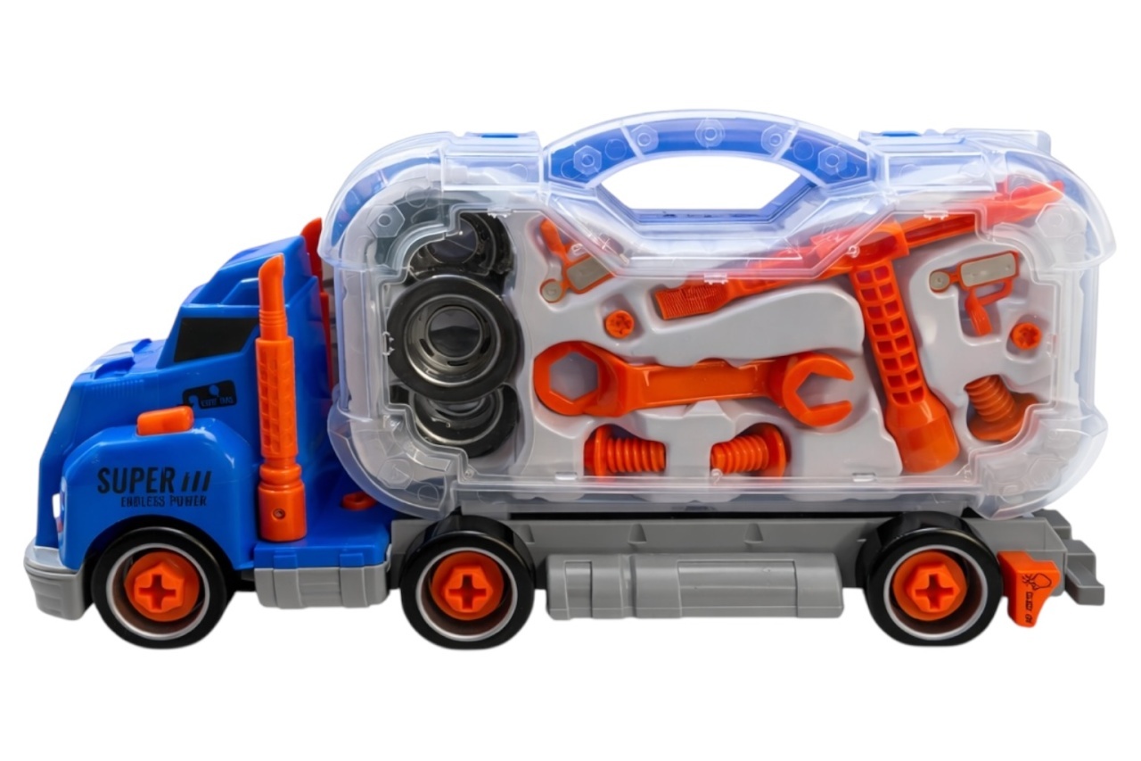 Camion de jucărie cu lumini și sunete, set unelte de construcție, 39,5 cm 2