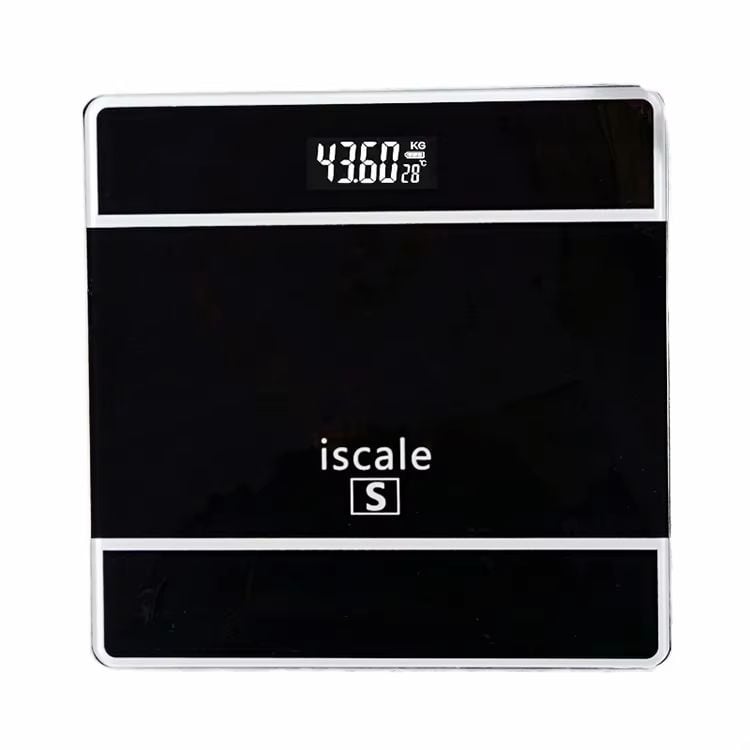 Cântar electronic de baie iScale, afișaj digital, argintiu, sticlă și plastic