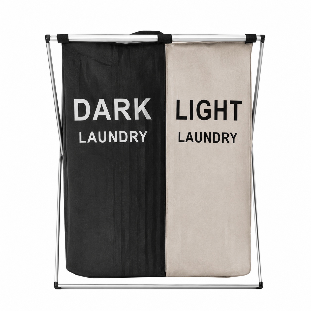 Cos dublu pentru rufe DARK LIGHT, pliabil, compartimentare haine, cadru metalic