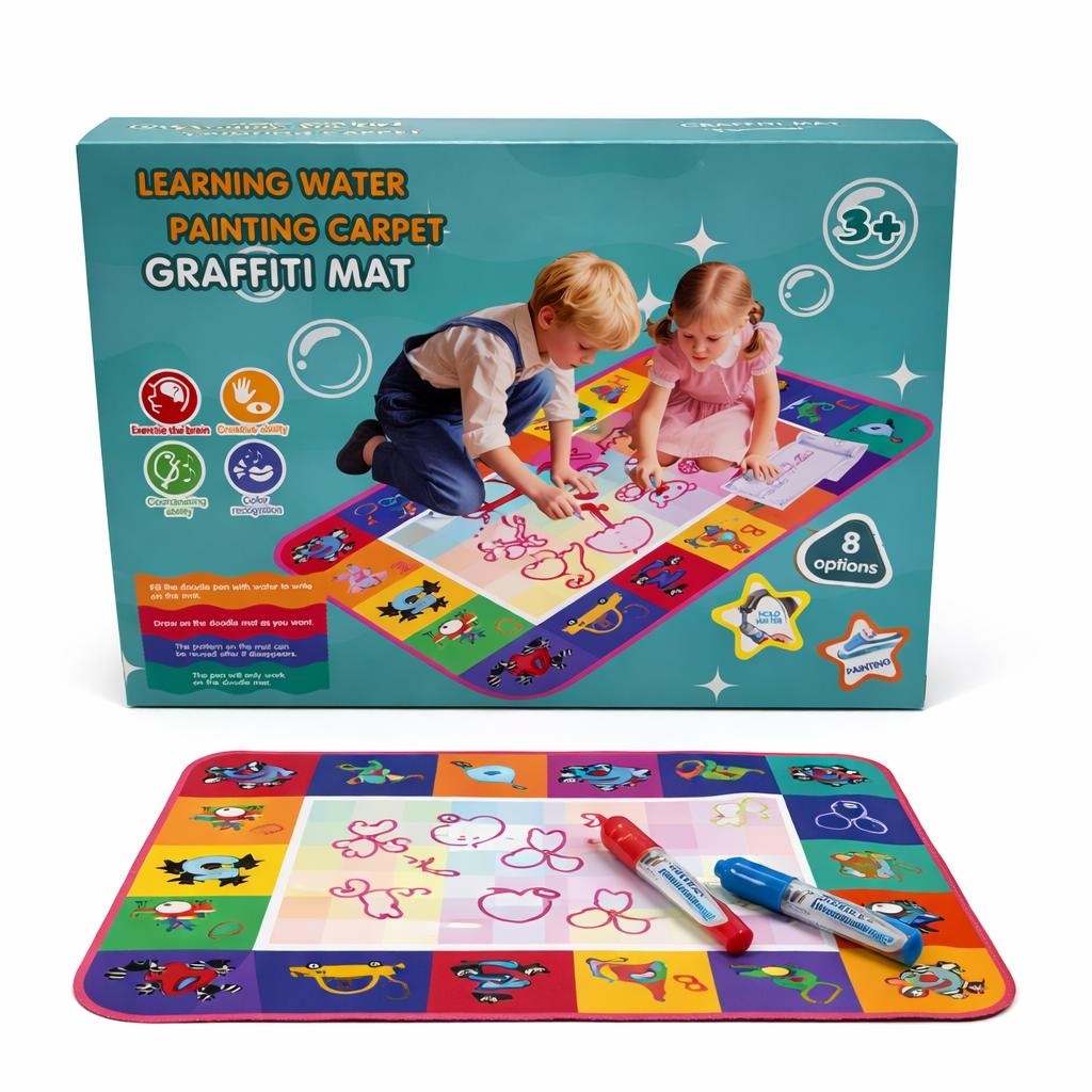 Covoraș de Desen cu Apă pentru Copii, Multicolor, 90x70 cm, Jucărie Educativă