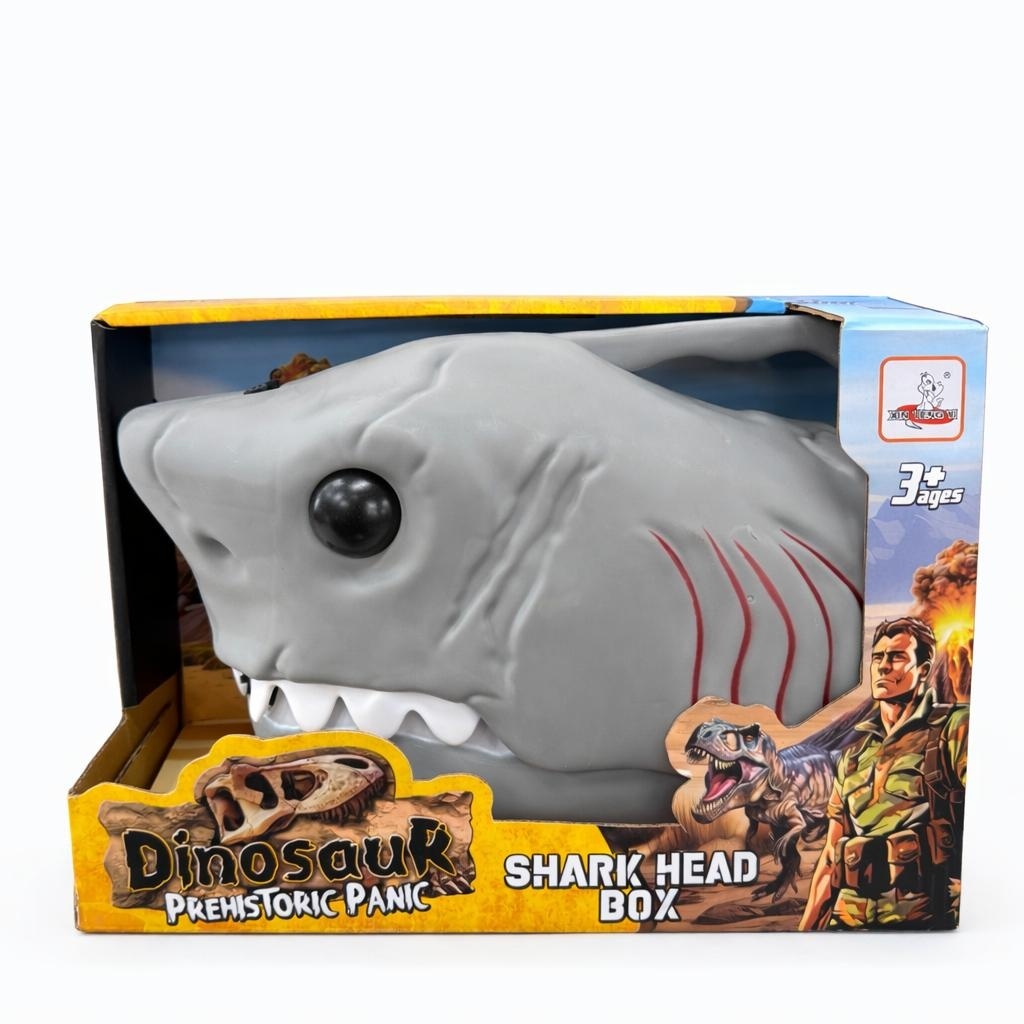 Cutie de depozitare rechin preistoric gri, model Shark Head Box, 27 cm