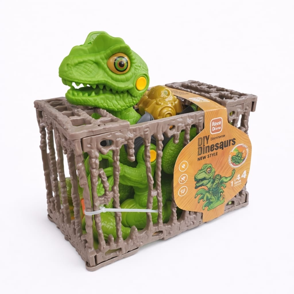 Dinozaur asamblabil DIY din plastic cu funcții de sunet și mișcare