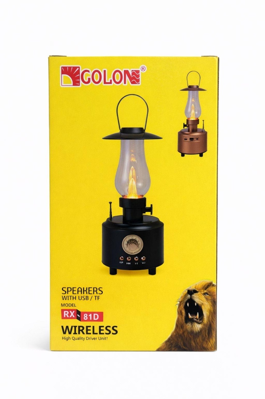 Felinar LED vintage cu efect flacara realist, boxa wireless, USB si TF, decor ambient si camping, albastru 3