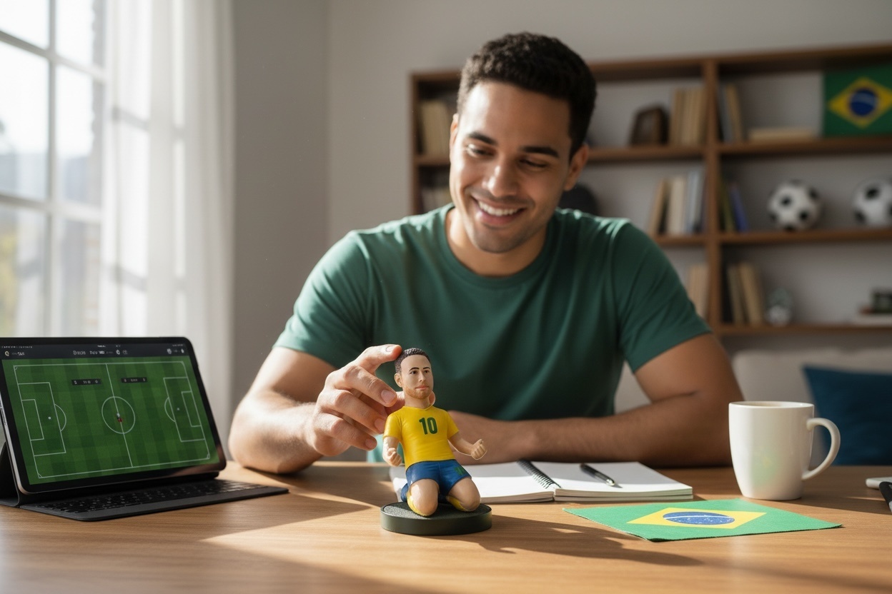 Figurina Ceramica Fotbalist , 13 cm, Model Colectie, Detalii Realiste 2