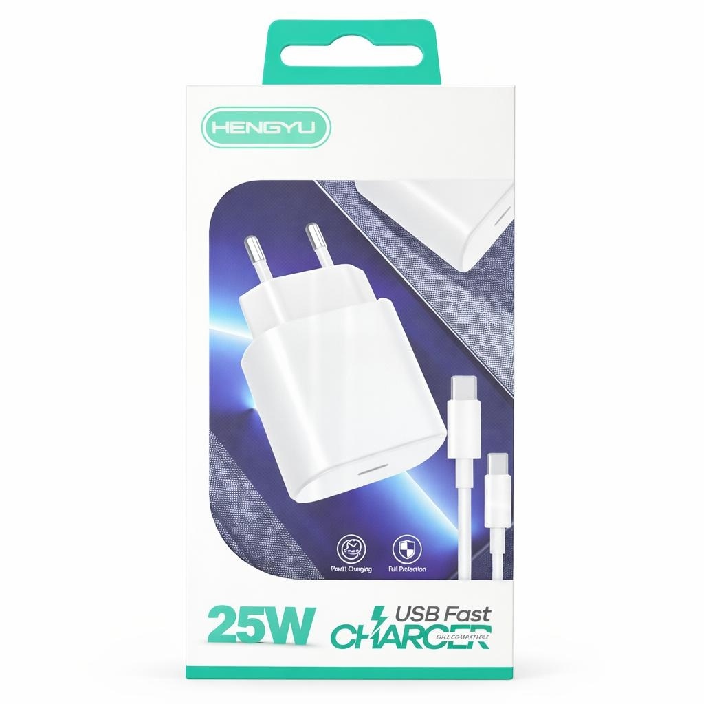 Încărcător priză Hongyu 25W Fast Charger cu cablu USB-C, încărcare rapidă 3
