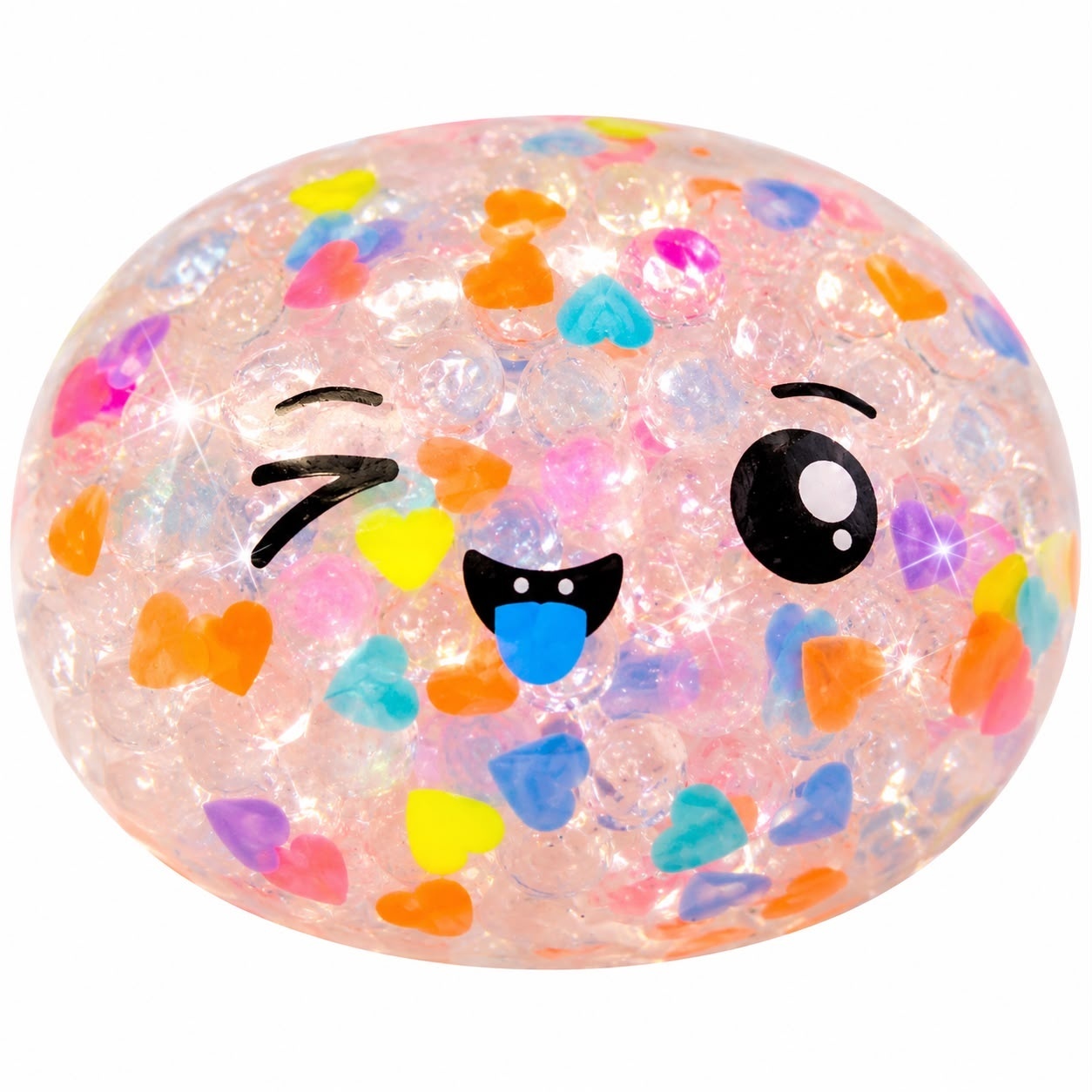 Jucărie Antistres Squishy Dumpling cu Bile din Gel și Inimioare Colorate, 8.5 cm 2