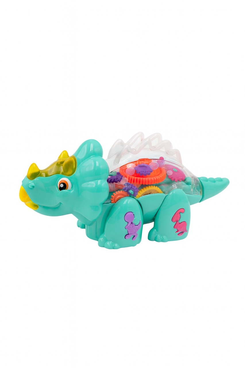 Jucarie Dinozaur Triceratops cu Roti si Mecanisme Vizibile , 24 cm 2