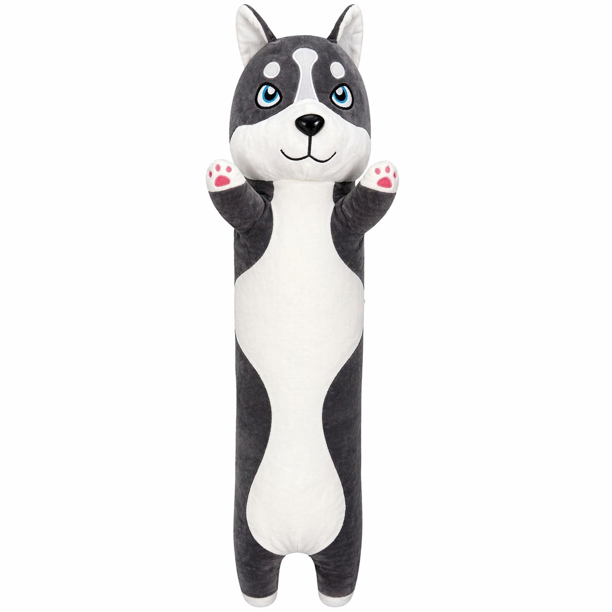 Jucarie Husky de pluș 90 cm – pernă lungă, pufoasă, pentru îmbrățișat 2