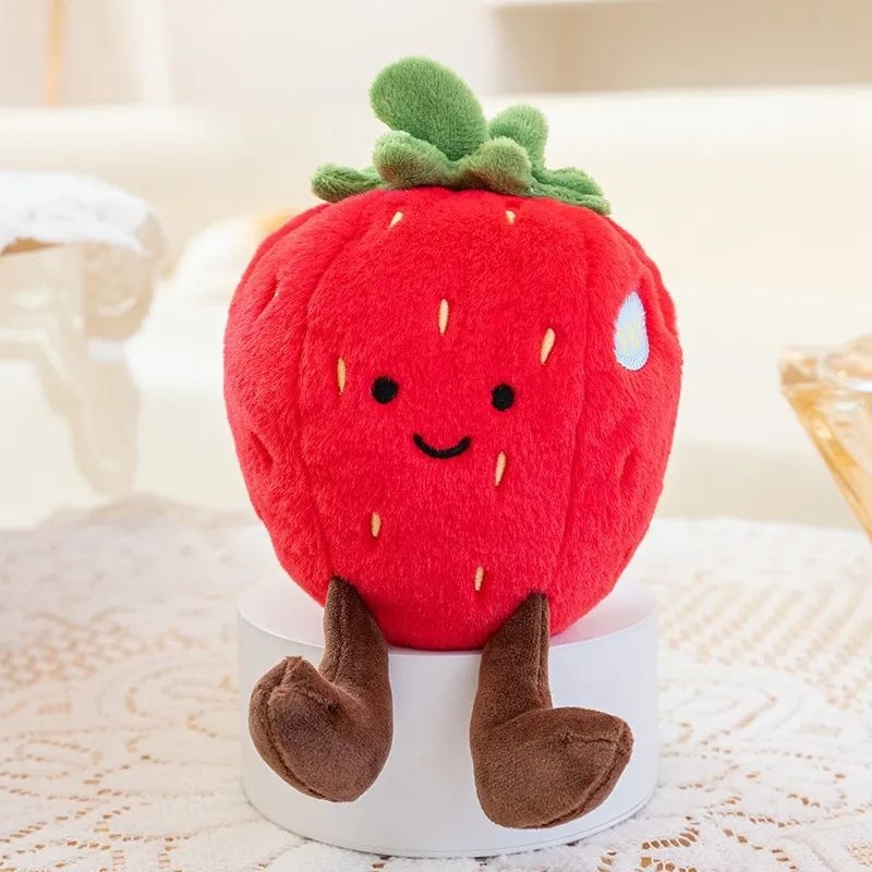 Jucarie plus capsuna pufoasa cu fata zambitoare, model simpatic, 17 cm