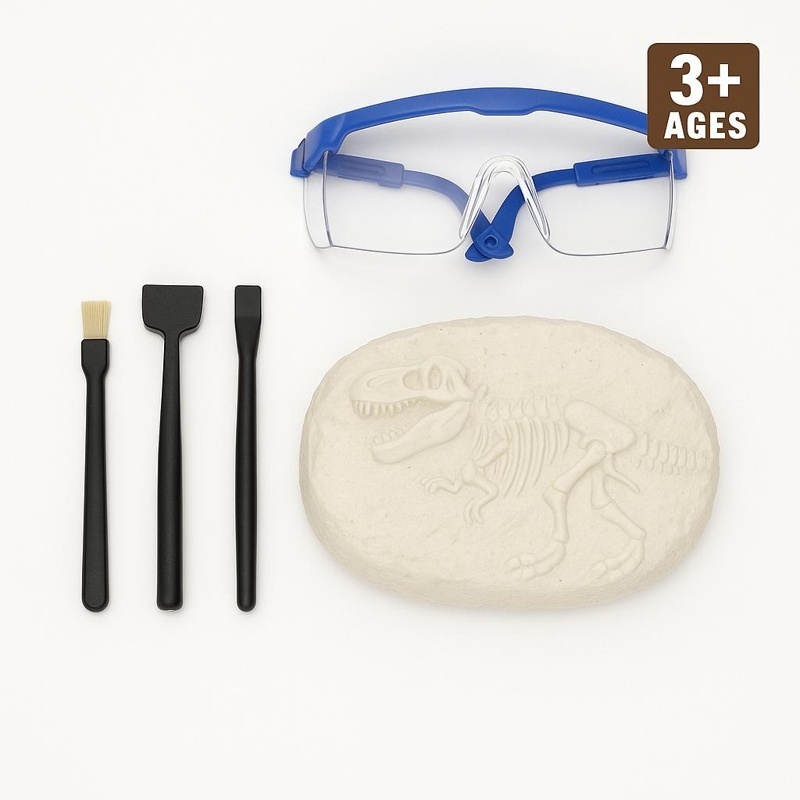 Kit Arheologic Jurassic pentru Excavare Fosile Dinozaur cu Unelte si Ochelari