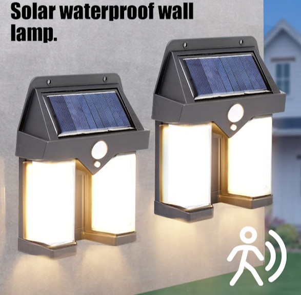Lampă cu senzor solar, plastic, neagră, cu inducție corp uman, XF-8858