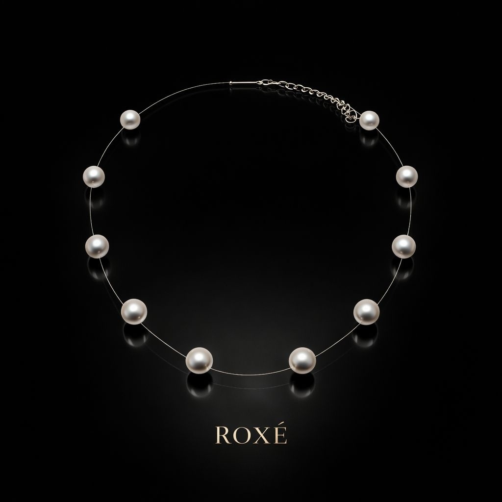Lantisor invizibil reglabil 36cm Roxe cu perle multiple elegant 2