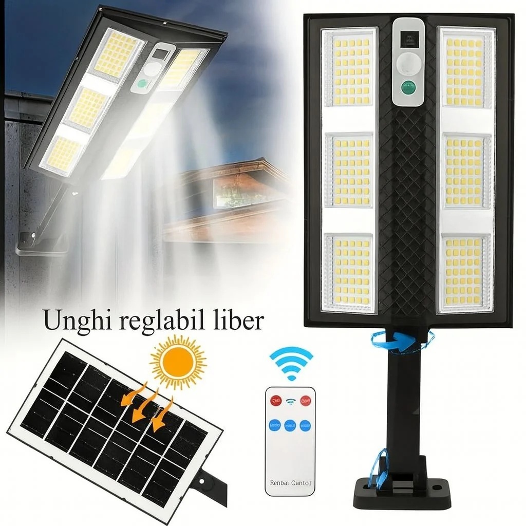 Lumină cu senzor solar CBKJ, control de la distanță, LED de înaltă luminozitate, negru 2