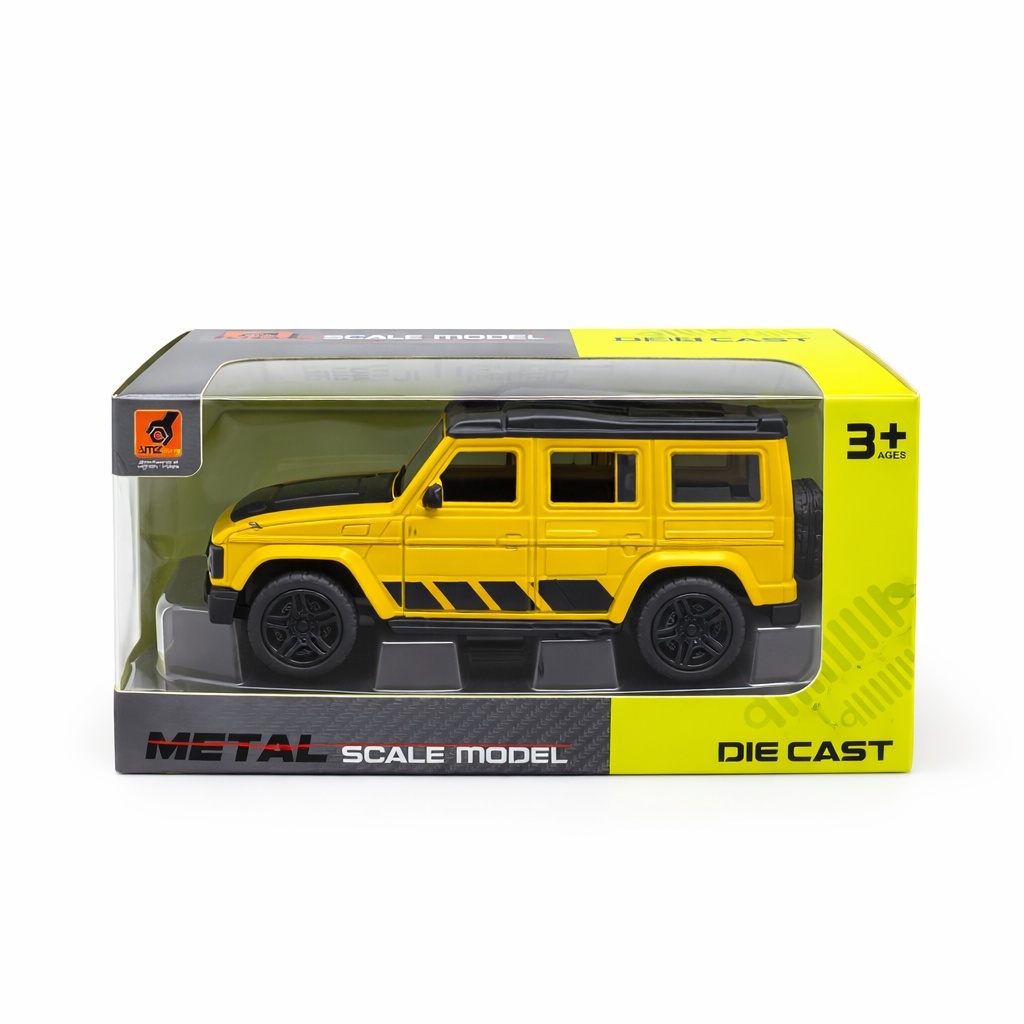 Macheta masina off road galbena 1:24 metal die cast, usi functionale, 15.5 x 7 cm 2