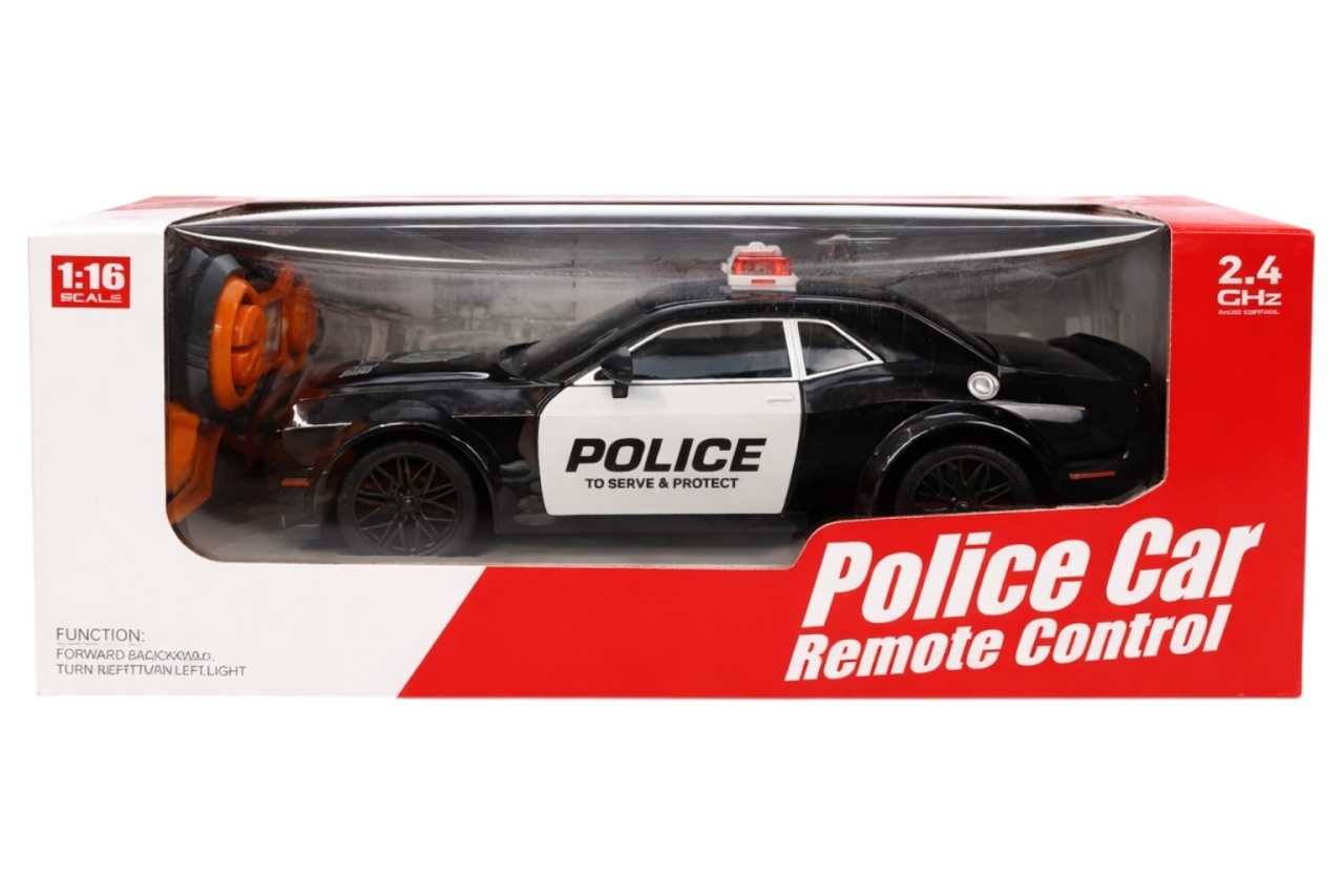 Mașină de poliție din metal cu telecomandă, acumulator, lumini, scara 1:16, 32,5 cm 3