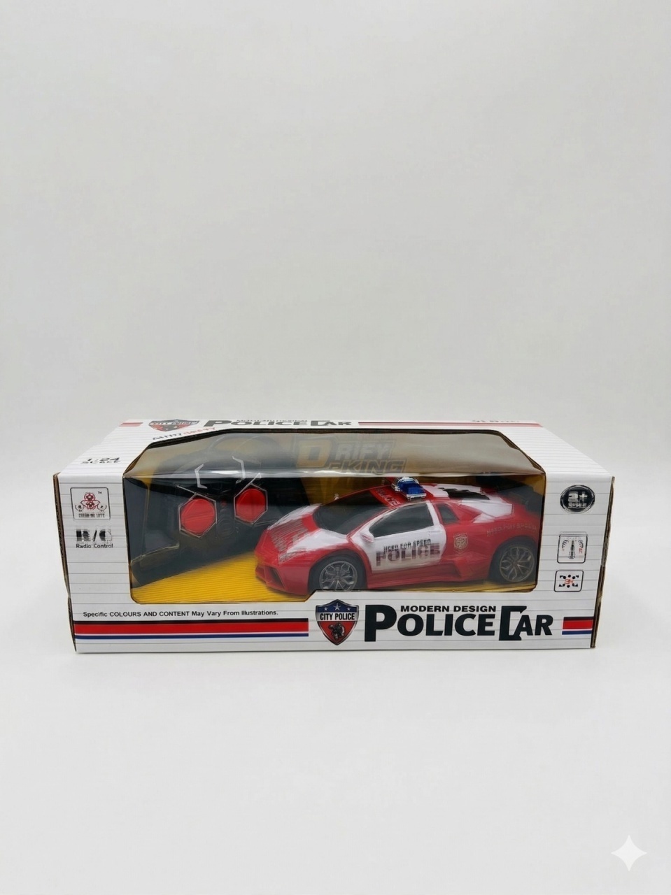 Masina politie RC sport cu telecomanda, lumini, design modern, rosu 27x10 cm 2